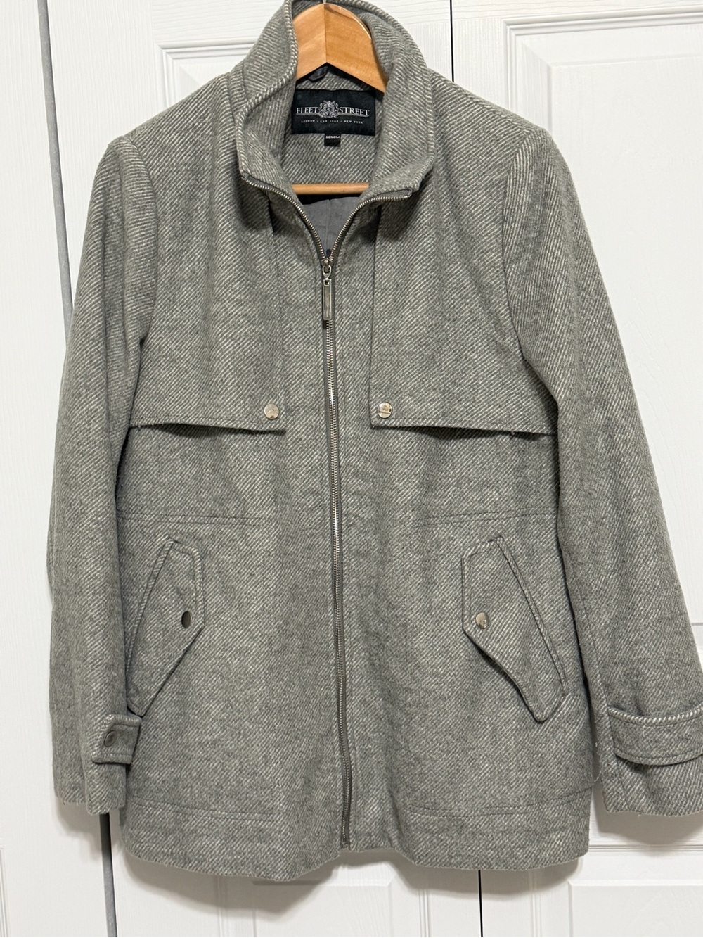 Fleet & Street Women's Gray Military-Style Wool-Blend Coat